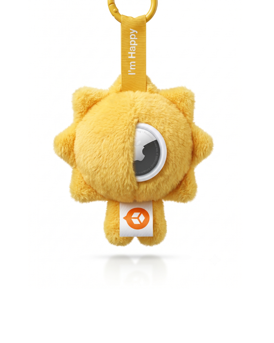 (Pre-Sale) Happy Plush Keychain — with Hidden AirTag Pocket
